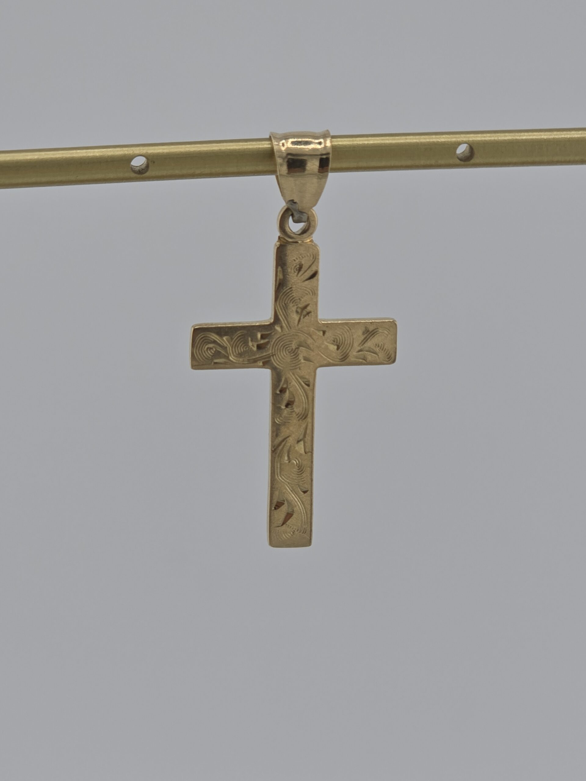 Vintage 14K Yellow Gold Cross Pendant - Front View
