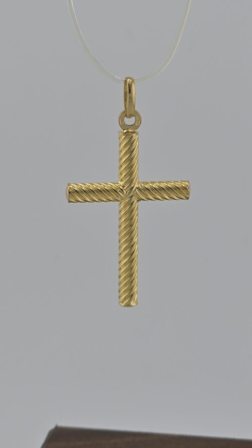 Vintage 18k Yellow Gold Cross Pendant - Front View