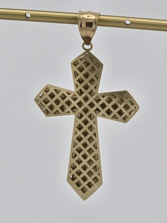 Vintage 10K Yellow Gold Chevron Cross Pendant - Side View