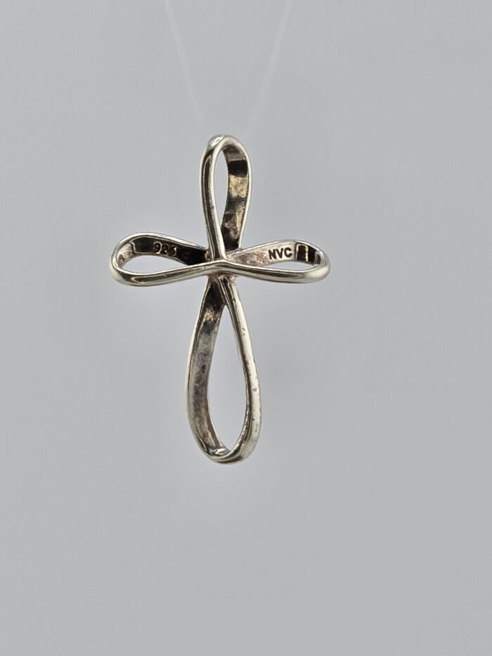 Antique sterling silver cross pendant - front view